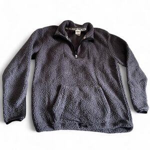PINK Victoria's Secret Charcoal Gray Sherpa Pullover Women’s Size S